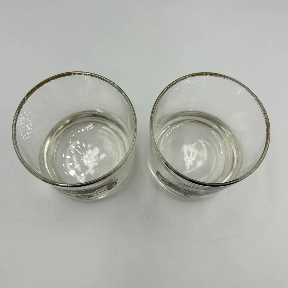 Rocks Vintage Glasses Clear Antique Car Gold Rim